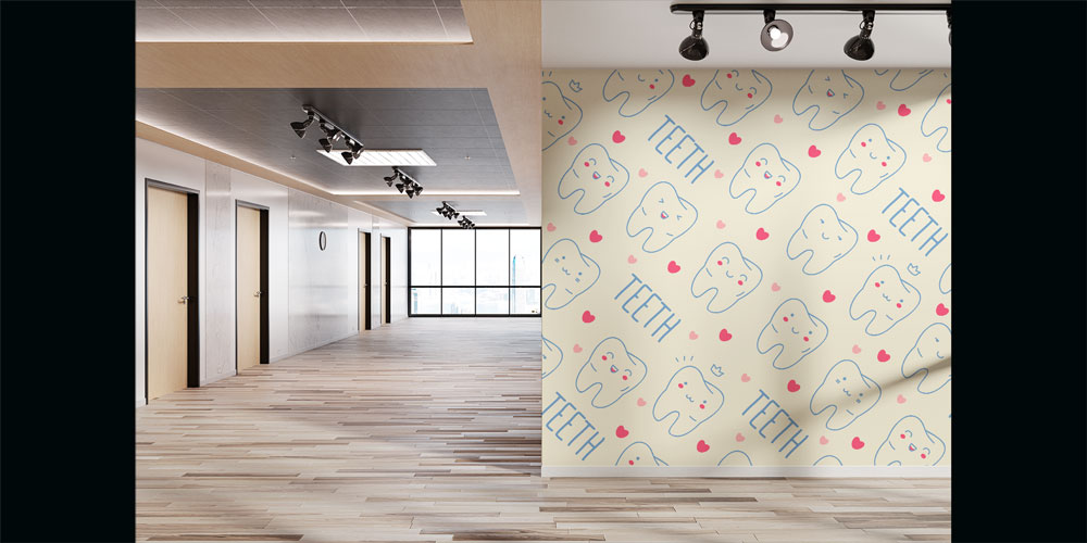 dental-wall-decor-2509-02 Diş Klinikleri için Renkli Desenli Duvar Kağıdı 2509
