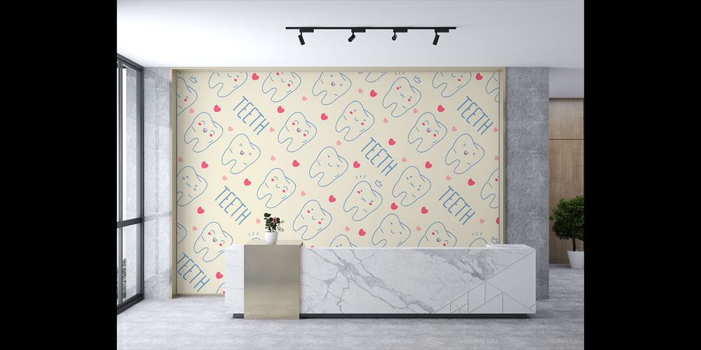 dental-wall-decor-2509-03 Diş Klinikleri için Renkli Desenli Duvar Kağıdı 2509
