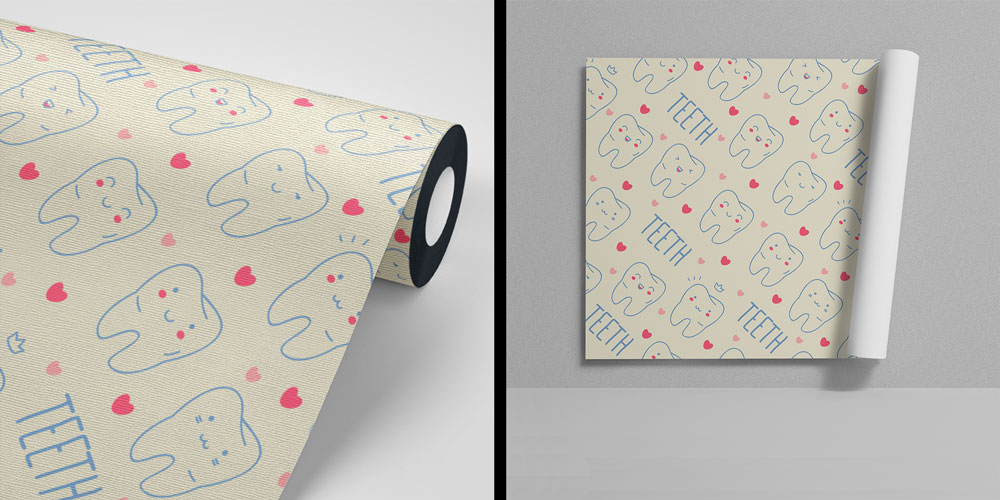 dental-wall-decor-2509-04 Diş Klinikleri için Renkli Desenli Duvar Kağıdı 2509