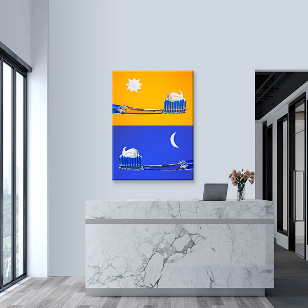 Diş Klinikleri İçin Gece ve Gündüz Diş Fırçalama Kanvas Tablo – 5992