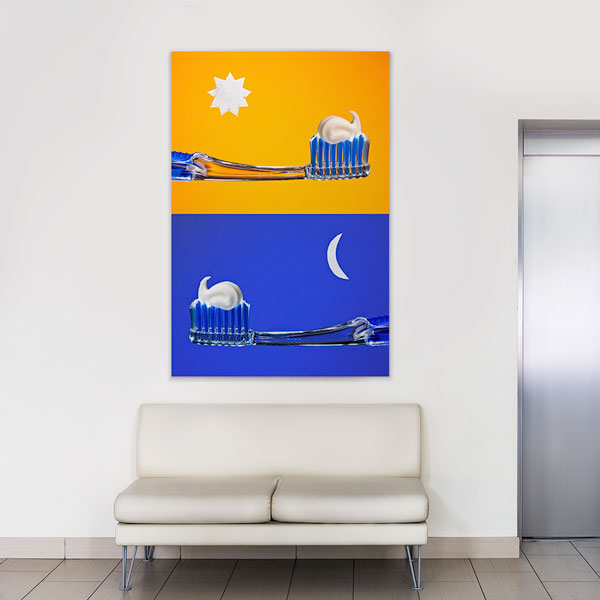 Diş Klinikleri İçin Gece ve Gündüz Diş Fırçalama Kanvas Tablo – 5992