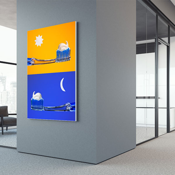 Diş Klinikleri İçin Gece ve Gündüz Diş Fırçalama Kanvas Tablo – 5992