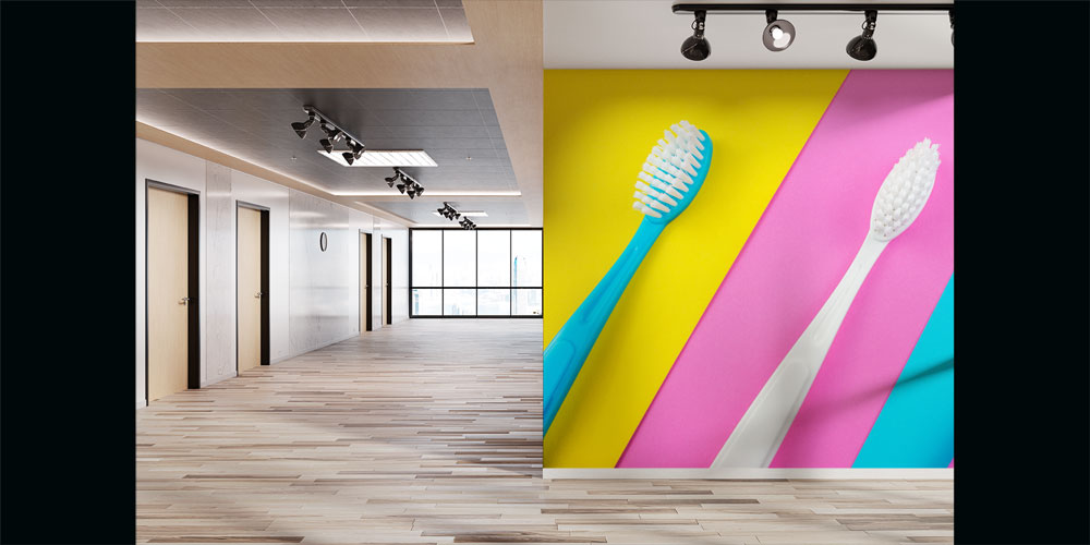 Renkli Diş Fırçaları Duvar Kağıdı | Diş Klinikleri İçin Modern Dekor 5999