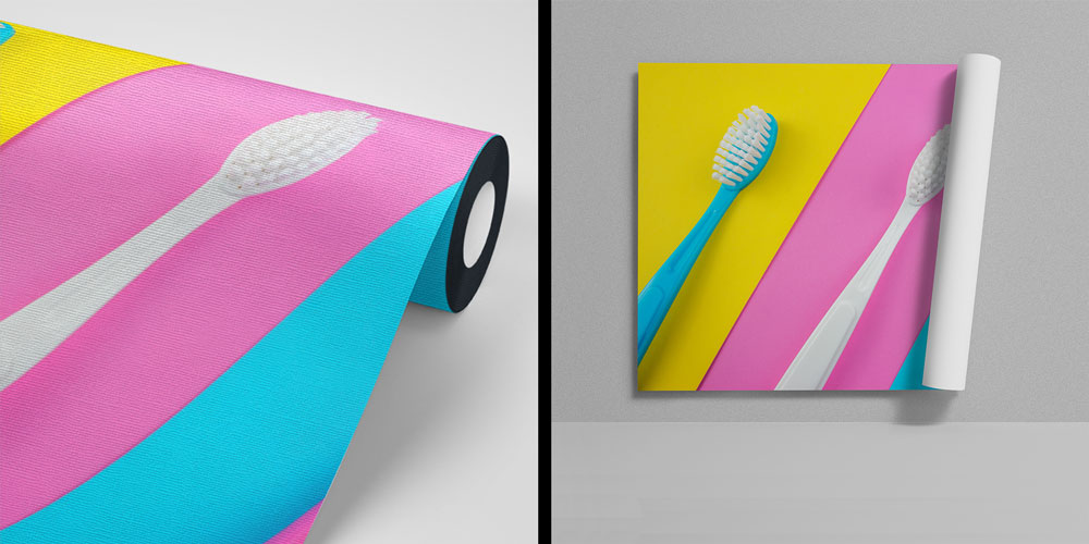 Renkli Diş Fırçaları Duvar Kağıdı | Diş Klinikleri İçin Modern Dekor 5999