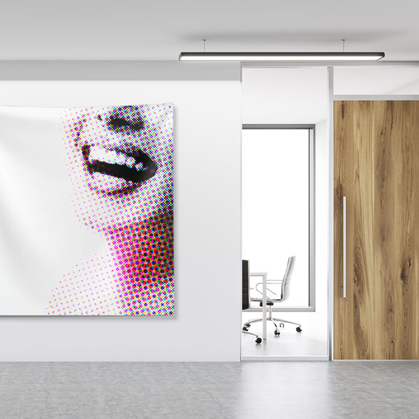 Pop Art Gülüş Tasarımlı Duvar Örtüsü Dekoratif Kumaş Baskı 6022