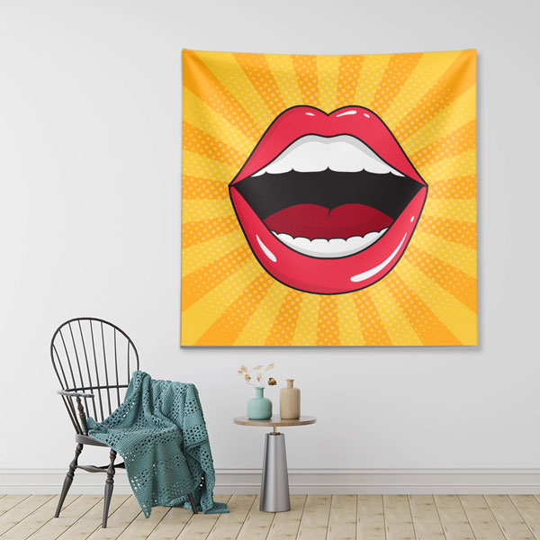 dental-wall-decor-6023-01 Pop Art Dudak Tasarımlı Duvar Örtüsü Dekoratif Kumaş Baskı 6023