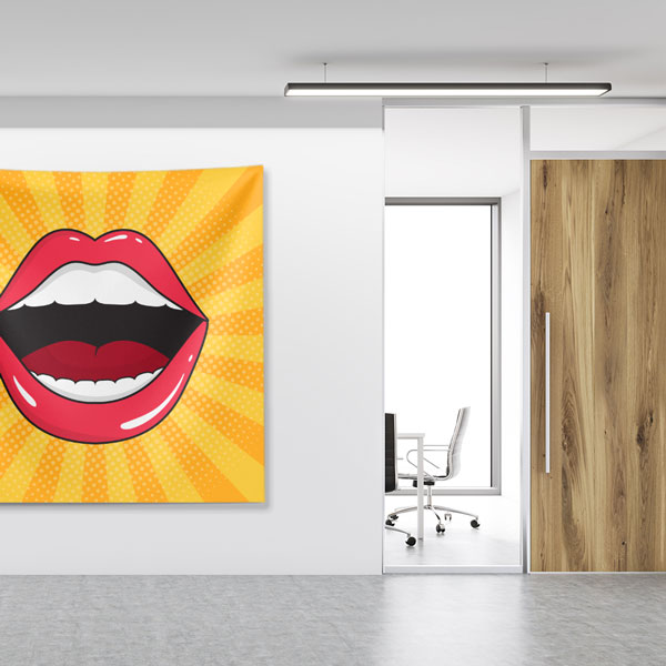dental-wall-decor-6023-04 Pop Art Dudak Tasarımlı Duvar Örtüsü Dekoratif Kumaş Baskı 6023