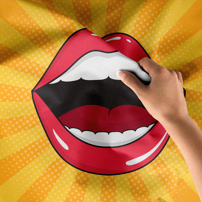 dental-wall-decor-6023-05 Pop Art Dudak Tasarımlı Duvar Örtüsü Dekoratif Kumaş Baskı 6023