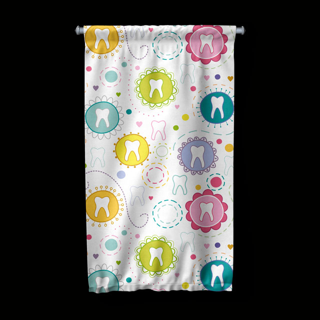 Diş Klinikleri İçin Renkli Diş Motifli Duvar Flaması 6033