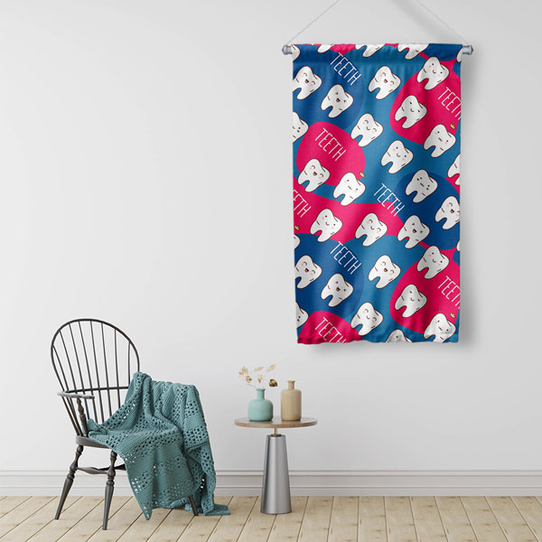 Diş Klinikleri Duvar Flaması Renkli Diş Fırçası Tasarımı 6034