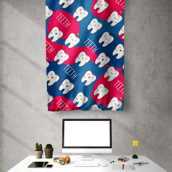 Diş Klinikleri Duvar Flaması Renkli Diş Fırçası Tasarımı 6034