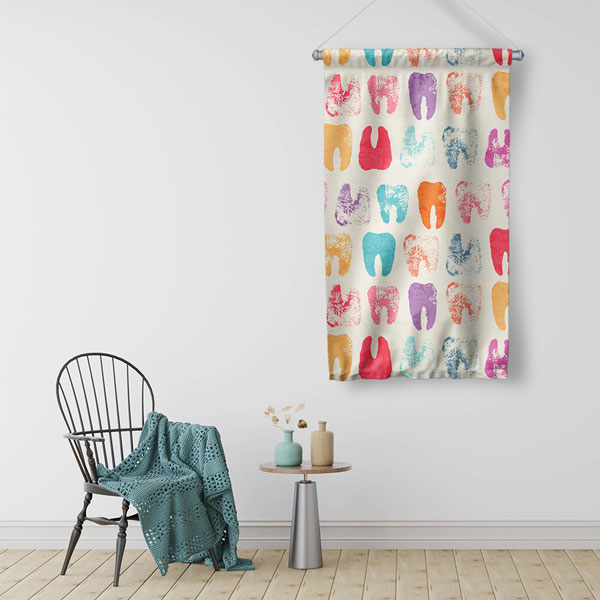 Diş Klinikleri için Renkli Sanatsal Duvar Flaması 6041