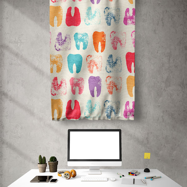 Diş Klinikleri için Renkli Sanatsal Duvar Flaması 6041