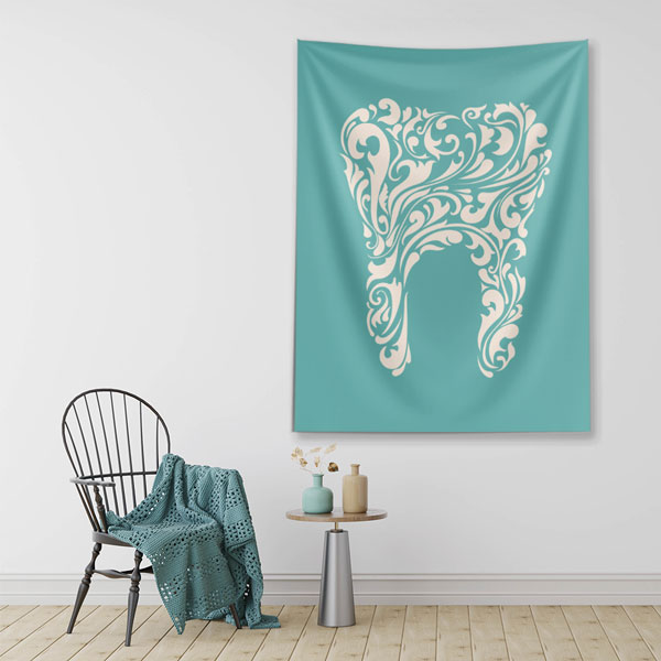 Sanatsal Desenli Diş Figürü Duvar Örtüsü Dekoratif Kumaş Baskı 6027