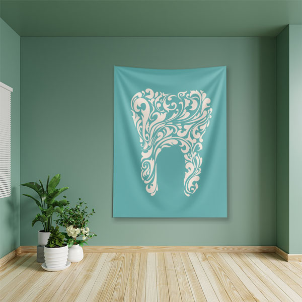 Sanatsal Desenli Diş Figürü Duvar Örtüsü Dekoratif Kumaş Baskı 6027