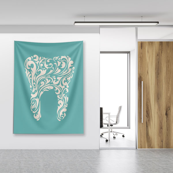 Sanatsal Desenli Diş Figürü Duvar Örtüsü Dekoratif Kumaş Baskı 6027