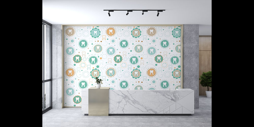 dental-wall-paper-2502-03 Diş Klinikleri İçin Renkli Desenli Duvar Kağıdı 2502