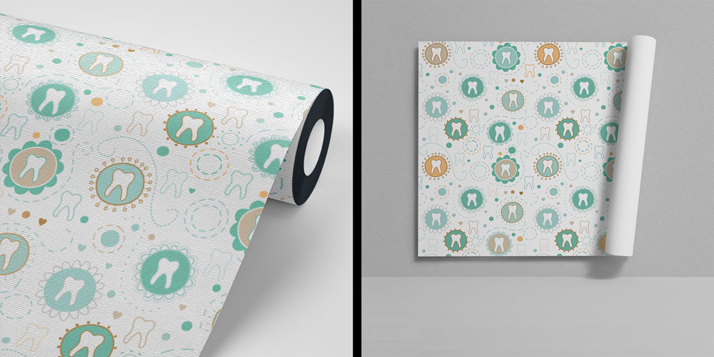 dental-wall-paper-2502-04 Diş Klinikleri İçin Renkli Desenli Duvar Kağıdı 2502