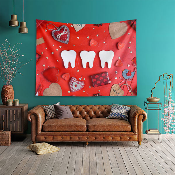 Diş Klinikleri Duvar Örtüsü Kırmızı Tasarım 6006