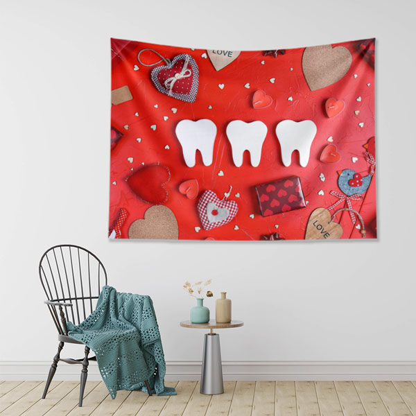 dental-wall-tapestry-6006-01 Diş Klinikleri Duvar Örtüsü Kırmızı Tasarım 6006