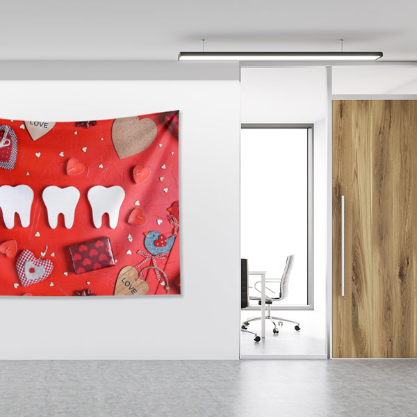 dental-wall-tapestry-6006-04 Diş Klinikleri Duvar Örtüsü Kırmızı Tasarım 6006