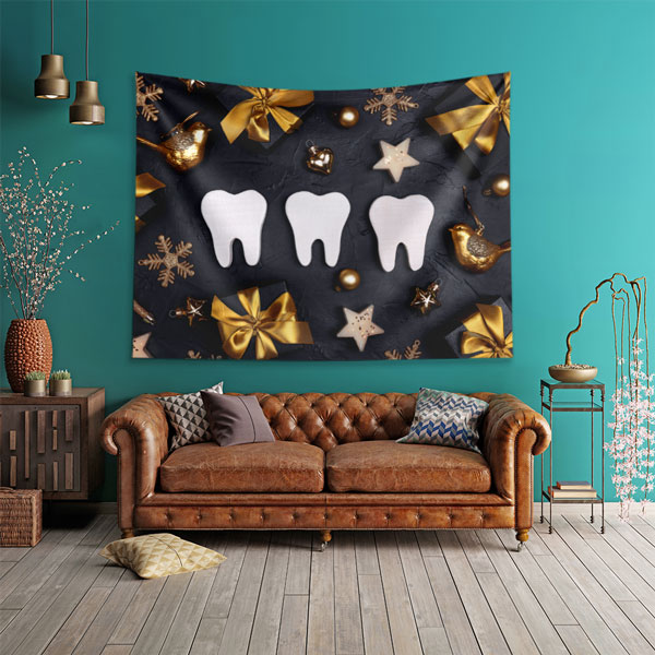 Diş Klinikleri İçin Duvar Örtüsü Dekoratif Kumaş Baskı 6007