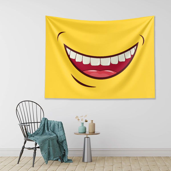 dental-wall-tapestry-6009-01 Gülümseyen Ağız Tasarımlı Duvar Örtüsü Dekoratif Kumaş Baskı 6009