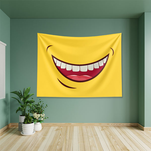 dental-wall-tapestry-6009-02 Gülümseyen Ağız Tasarımlı Duvar Örtüsü Dekoratif Kumaş Baskı 6009