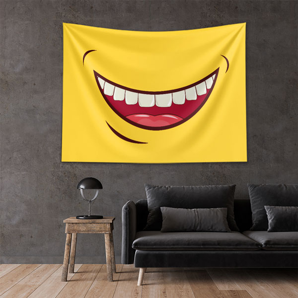 dental-wall-tapestry-6009-03 Gülümseyen Ağız Tasarımlı Duvar Örtüsü Dekoratif Kumaş Baskı 6009