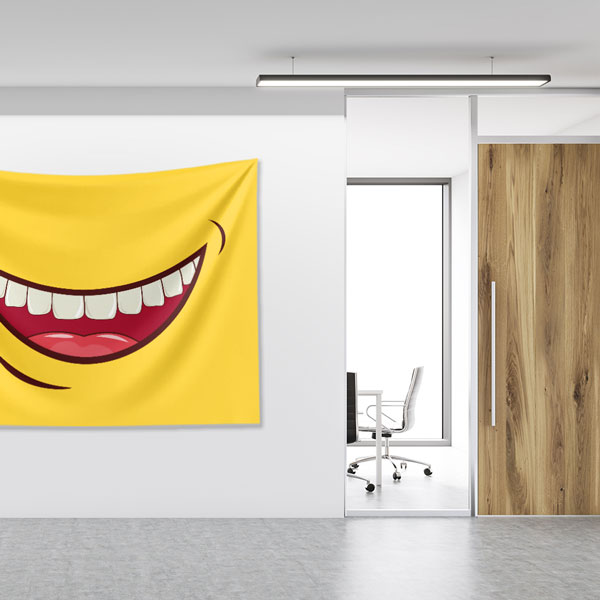 dental-wall-tapestry-6009-05 Gülümseyen Ağız Tasarımlı Duvar Örtüsü Dekoratif Kumaş Baskı 6009