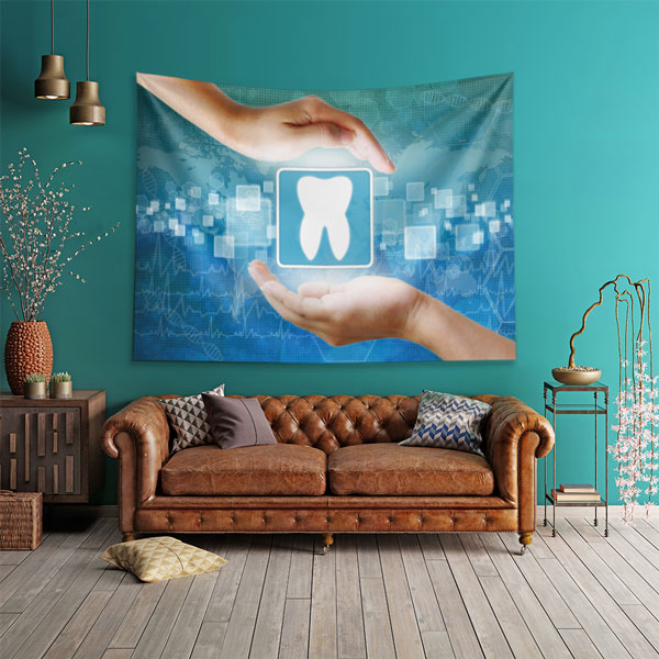 Dijital Diş Sağlığı Temalı Duvar Örtüsü Dekoratif Kumaş Baskı 6011
