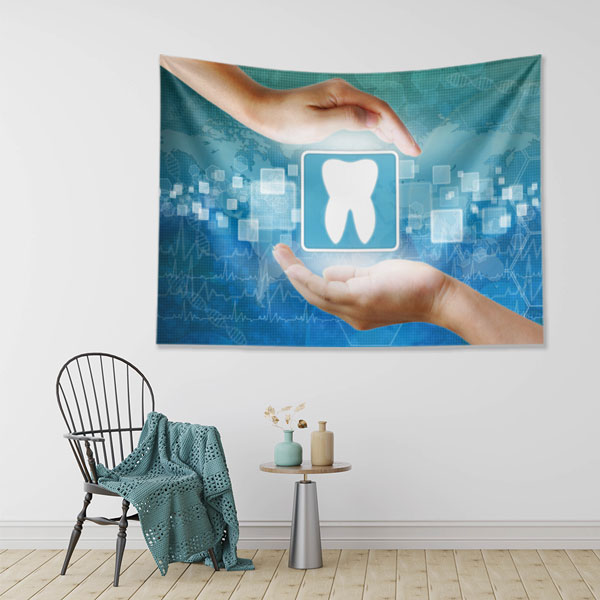 dental-wall-tapestry-6011-01 Dijital Diş Sağlığı Temalı Duvar Örtüsü Dekoratif Kumaş Baskı 6011