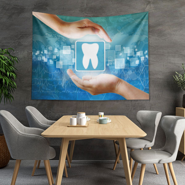 dental-wall-tapestry-6011-03 Dijital Diş Sağlığı Temalı Duvar Örtüsü Dekoratif Kumaş Baskı 6011