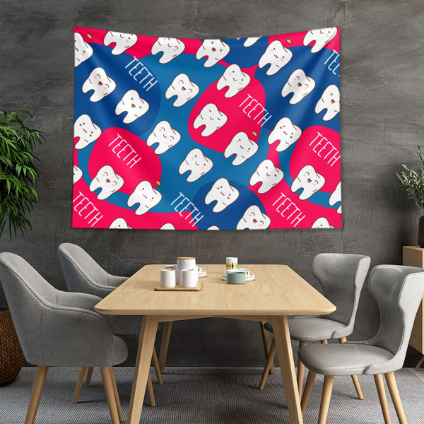 dental-wall-tapestry-6014-03 Renkli Diş Desenli Duvar Örtüsü Dekoratif Kumaş Baskı 6014