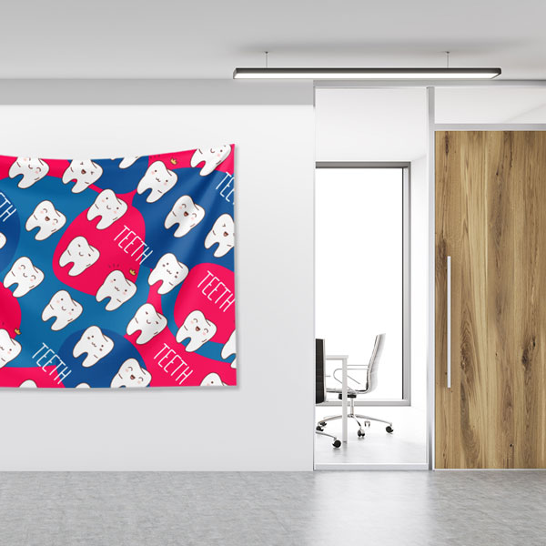 dental-wall-tapestry-6014-04 Renkli Diş Desenli Duvar Örtüsü Dekoratif Kumaş Baskı 6014