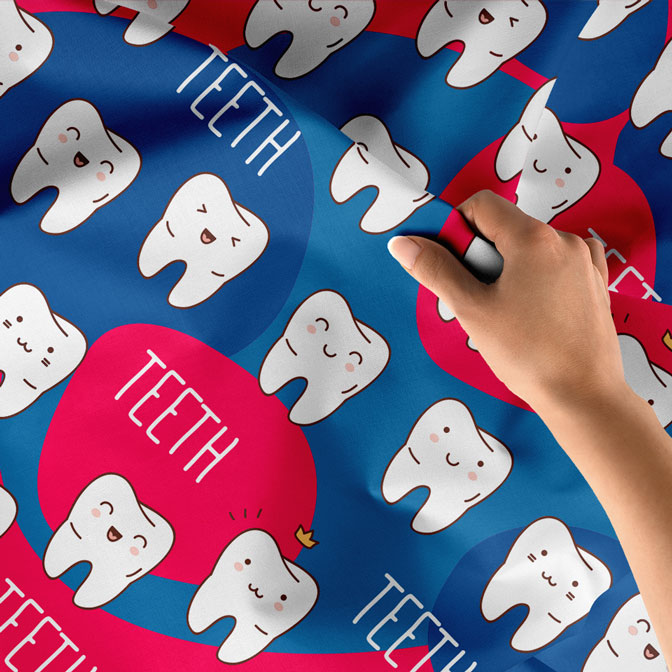 dental-wall-tapestry-6014-05 Renkli Diş Desenli Duvar Örtüsü Dekoratif Kumaş Baskı 6014