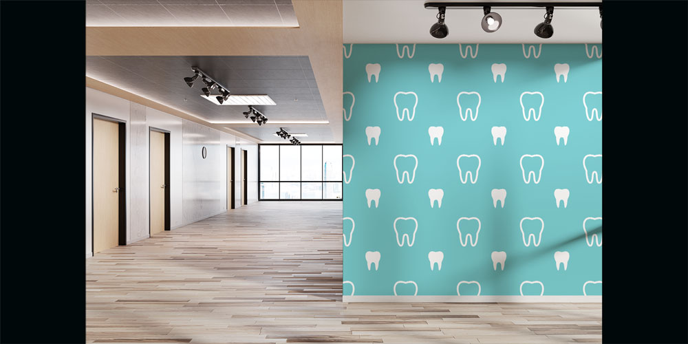 Diş Klinikleri İçin Minimalist Diş Figürlü Duvar Kağıdı 5993
