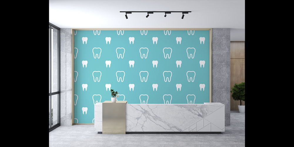 Diş Klinikleri İçin Minimalist Diş Figürlü Duvar Kağıdı 5993