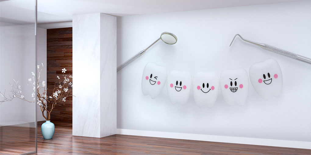 Sevimli Diş Karakterleri Duvar Kağıdı | Diş Klinikleri İçin Eğlenceli Dekor 5998