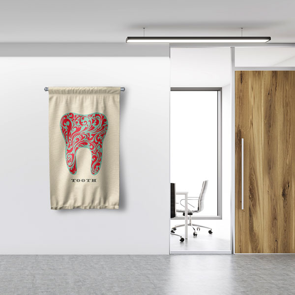 Diş Klinikleri için Dekoratif Desenli Diş Duvar Flaması 6045