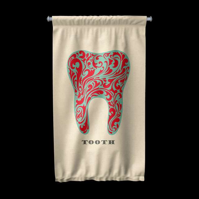 Diş Klinikleri için Dekoratif Desenli Diş Duvar Flaması 6045