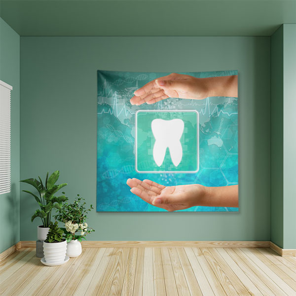 Diş Sağlığı ve Koruma Temalı Duvar Örtüsü Dekoratif Kumaş Baskı 6026