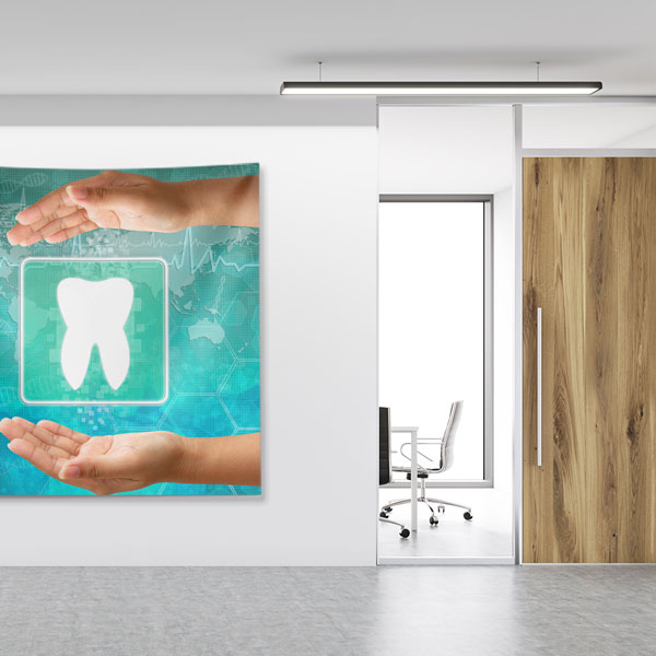 Diş Sağlığı ve Koruma Temalı Duvar Örtüsü Dekoratif Kumaş Baskı 6026