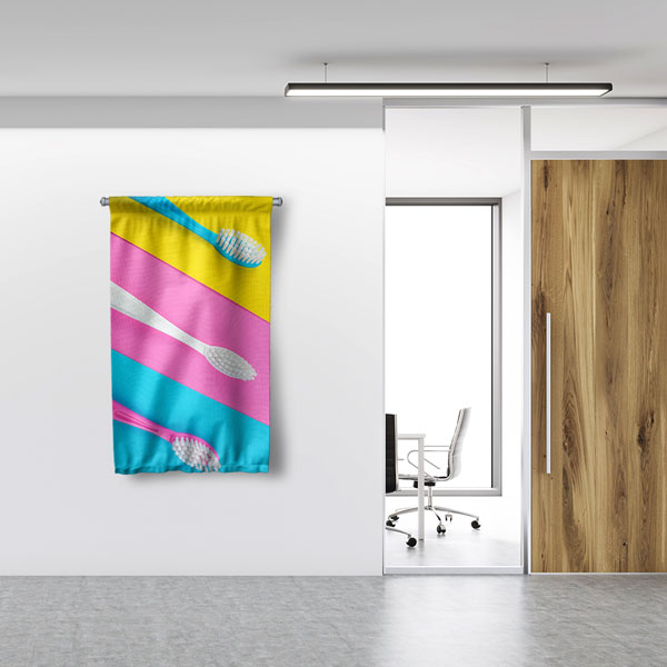 Diş Klinikleri İçin Fırça Desenli Duvar Flaması 6031