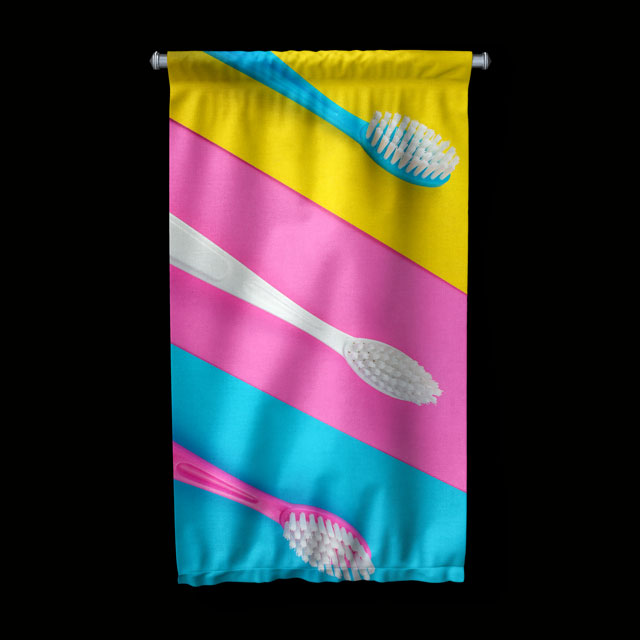 Diş Klinikleri İçin Fırça Desenli Duvar Flaması 6031