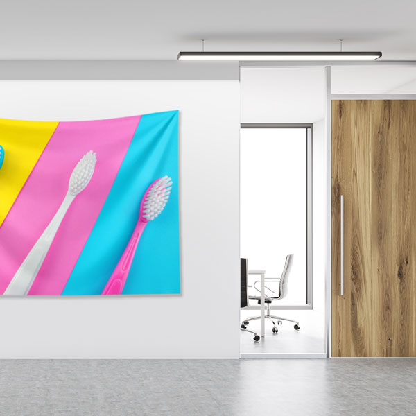 Renkli Diş Fırçaları Duvar Örtüsü Dekoratif Kumaş Baskı 6008