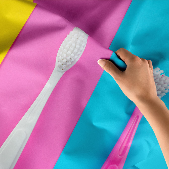 Renkli Diş Fırçaları Duvar Örtüsü Dekoratif Kumaş Baskı 6008