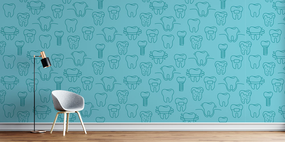 dentist-clinic-wallpaper-5995-00 Diş Klinikleri İçin Minimal Diş Desenli Duvar Kağıdı 5995