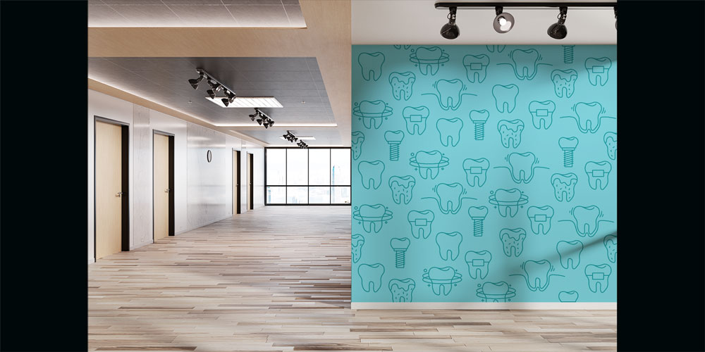 dentist-clinic-wallpaper-5995-02 Diş Klinikleri İçin Minimal Diş Desenli Duvar Kağıdı 5995