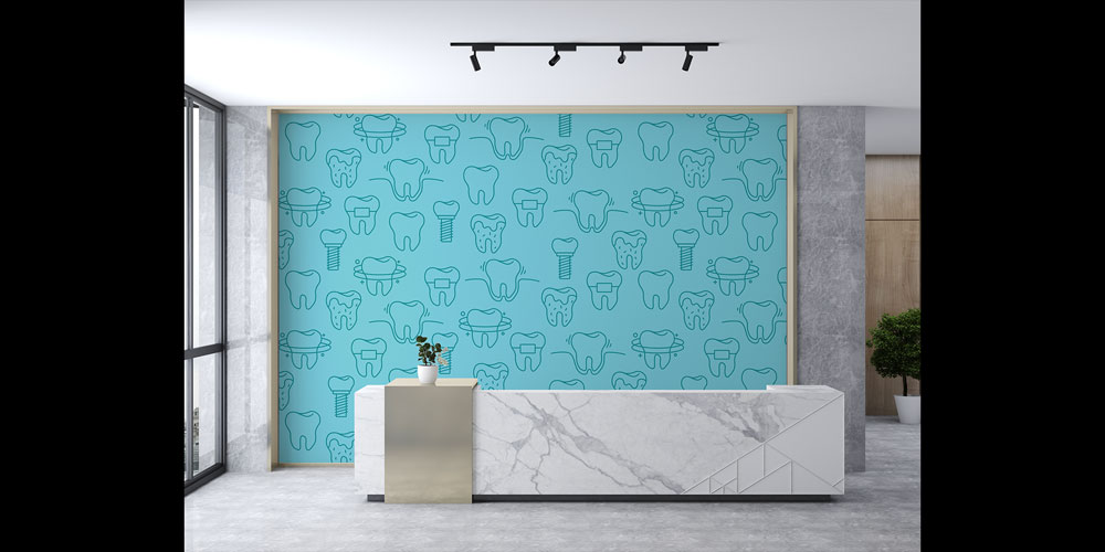 dentist-clinic-wallpaper-5995-03 Diş Klinikleri İçin Minimal Diş Desenli Duvar Kağıdı 5995
